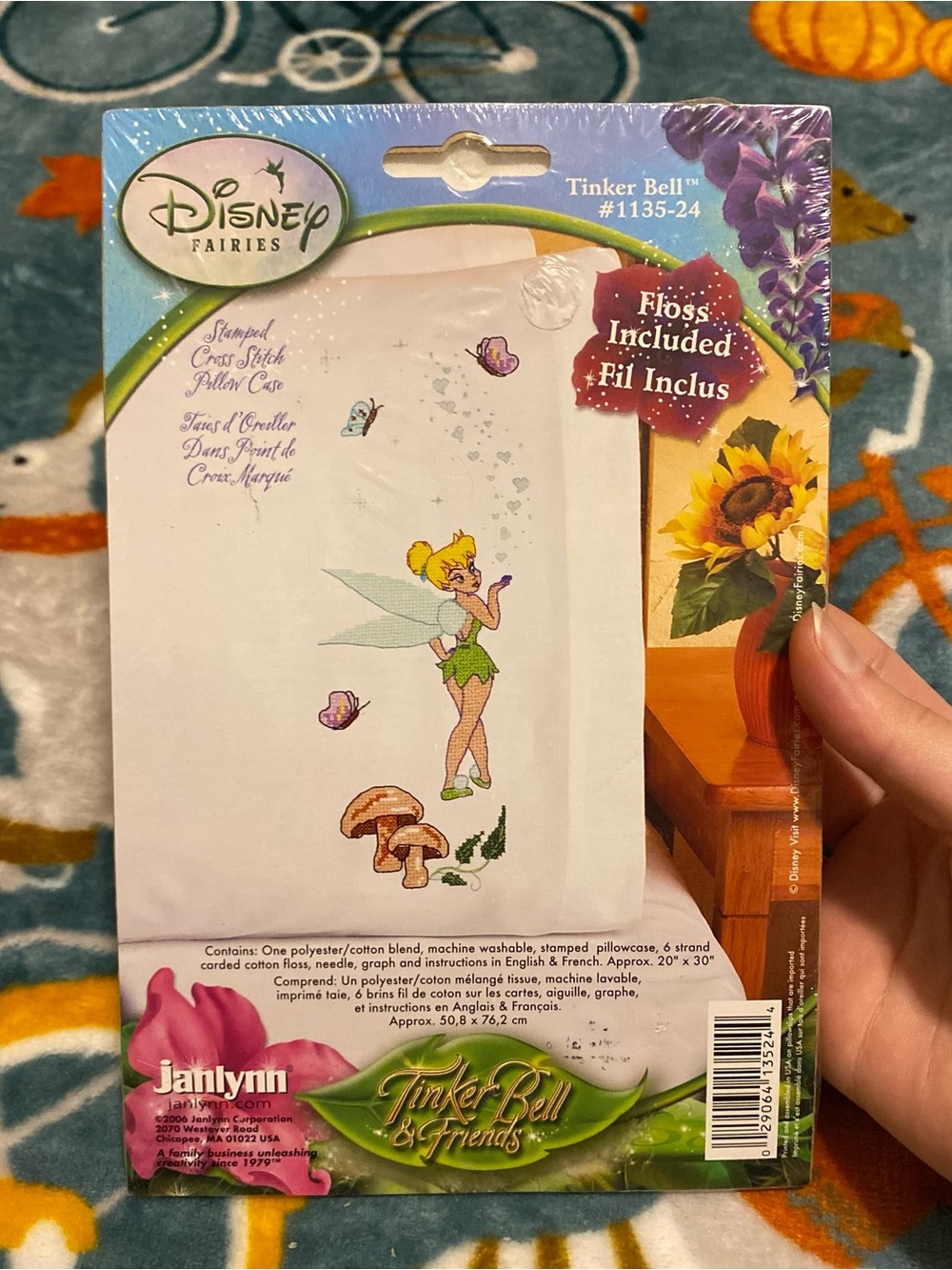 Disney Fairies Tinker Bell Stamped Cross Stitch Pillow Case Craft Kit Janlynn